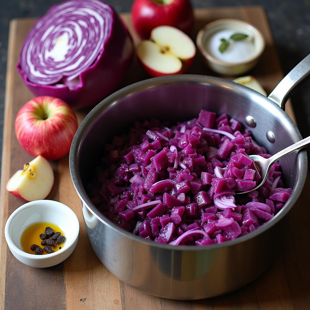 Blaukraut (Rotkohl) als Beilage zu Schnitzel