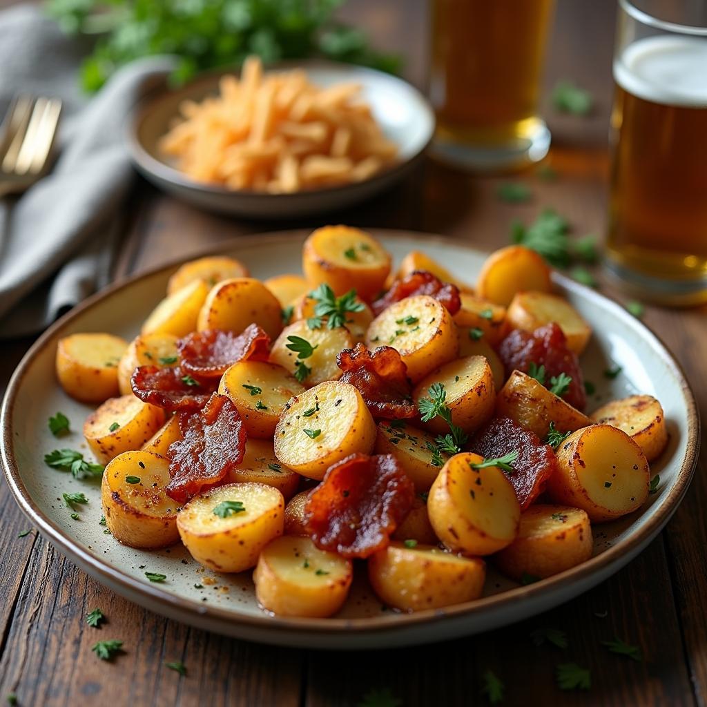 Bratkartoffeln mit Speck - Beilage zu Schnitzel