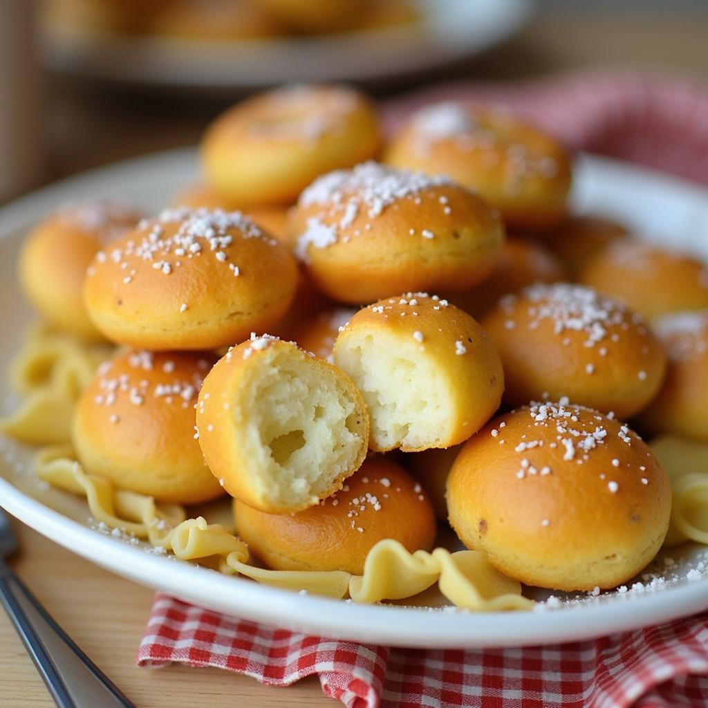 Kartoffelknödel als Beilage zu Schnitzel