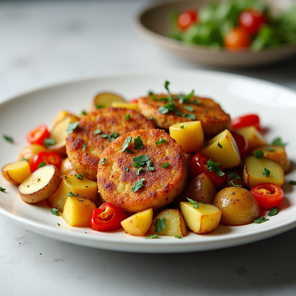 Vegetarische und vegane Bratkartoffeln - Beilage zu Schnitzel