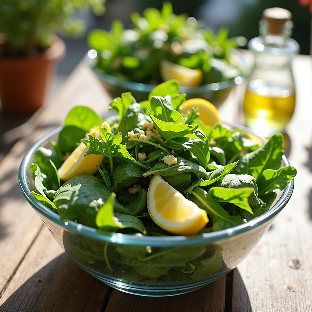 Blattsalat mit Zitronendressing