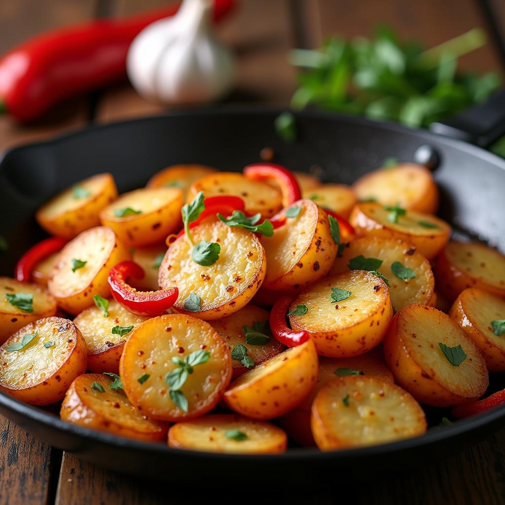 Bratkartoffeln mit Knoblauch und Chili