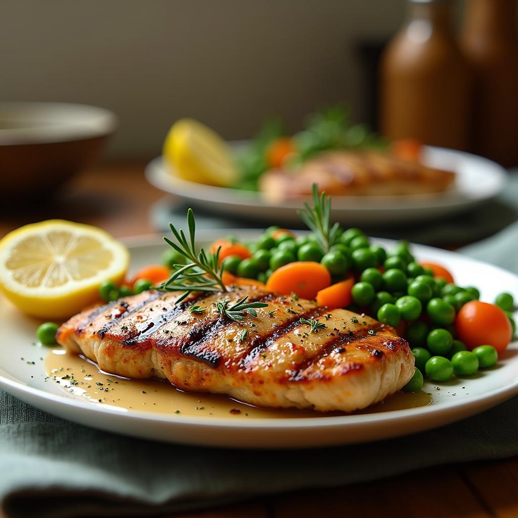 Erbsen und Möhren mit Fleisch