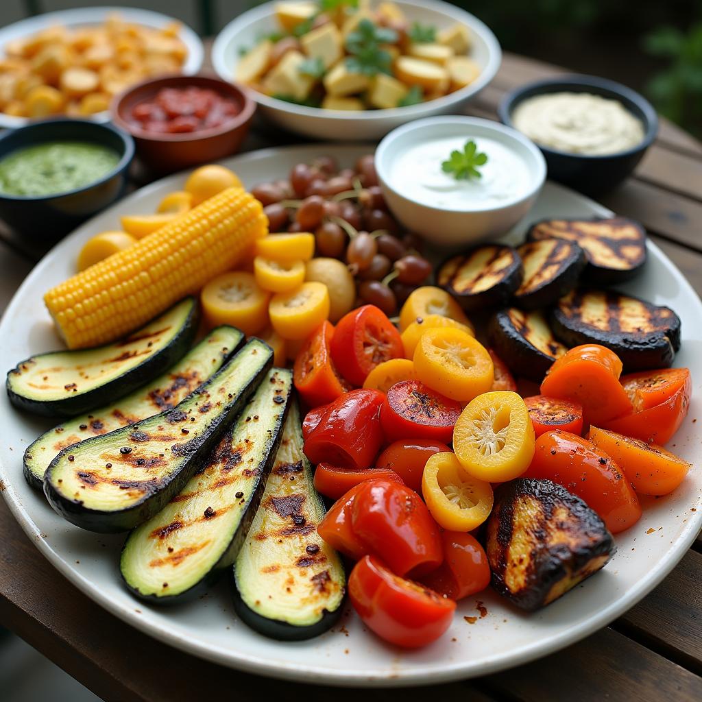 Gegrilltes Gemüse mit Dips