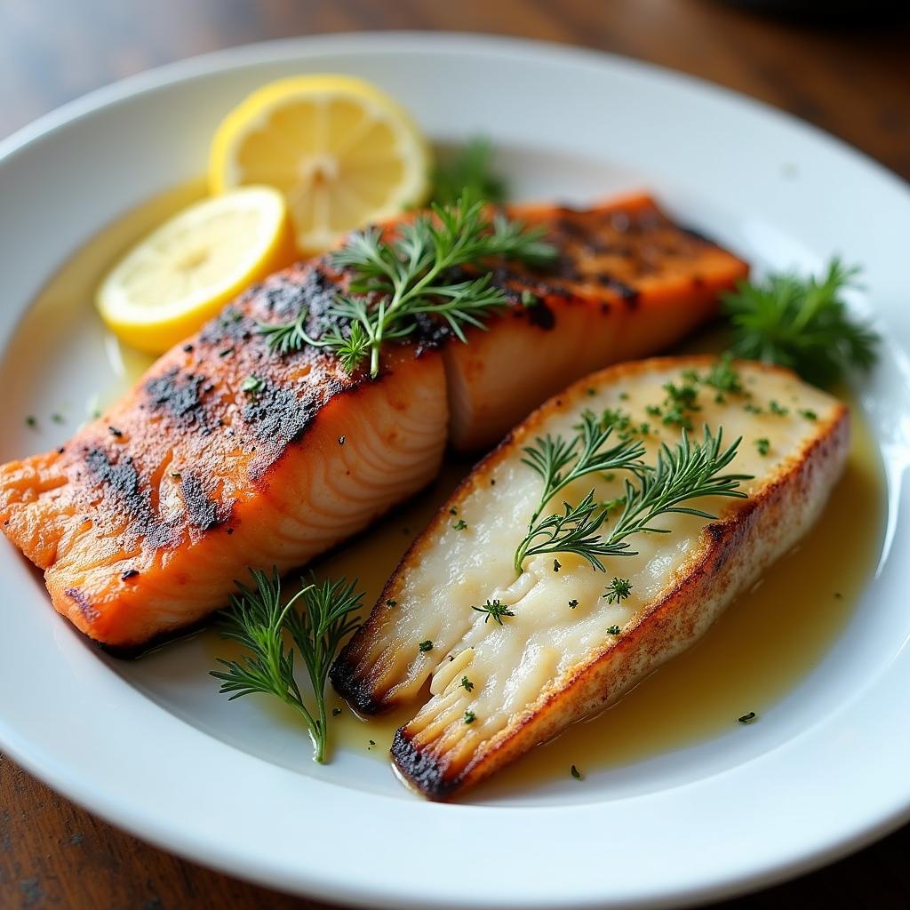 Gurkensalat und Fisch