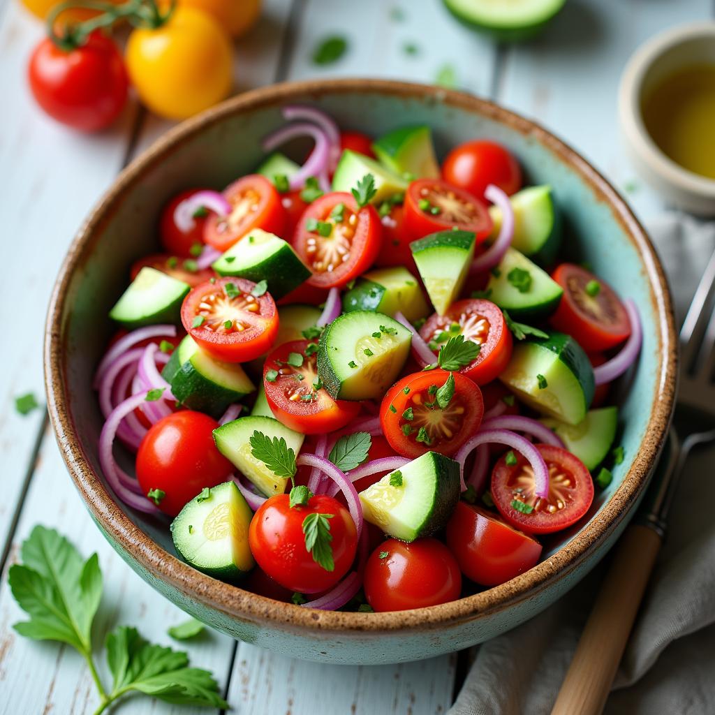 Knackiger Tomaten-Gurken-Salat