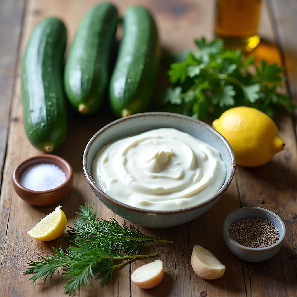 Zutaten für Gurkensalat mit Joghurt