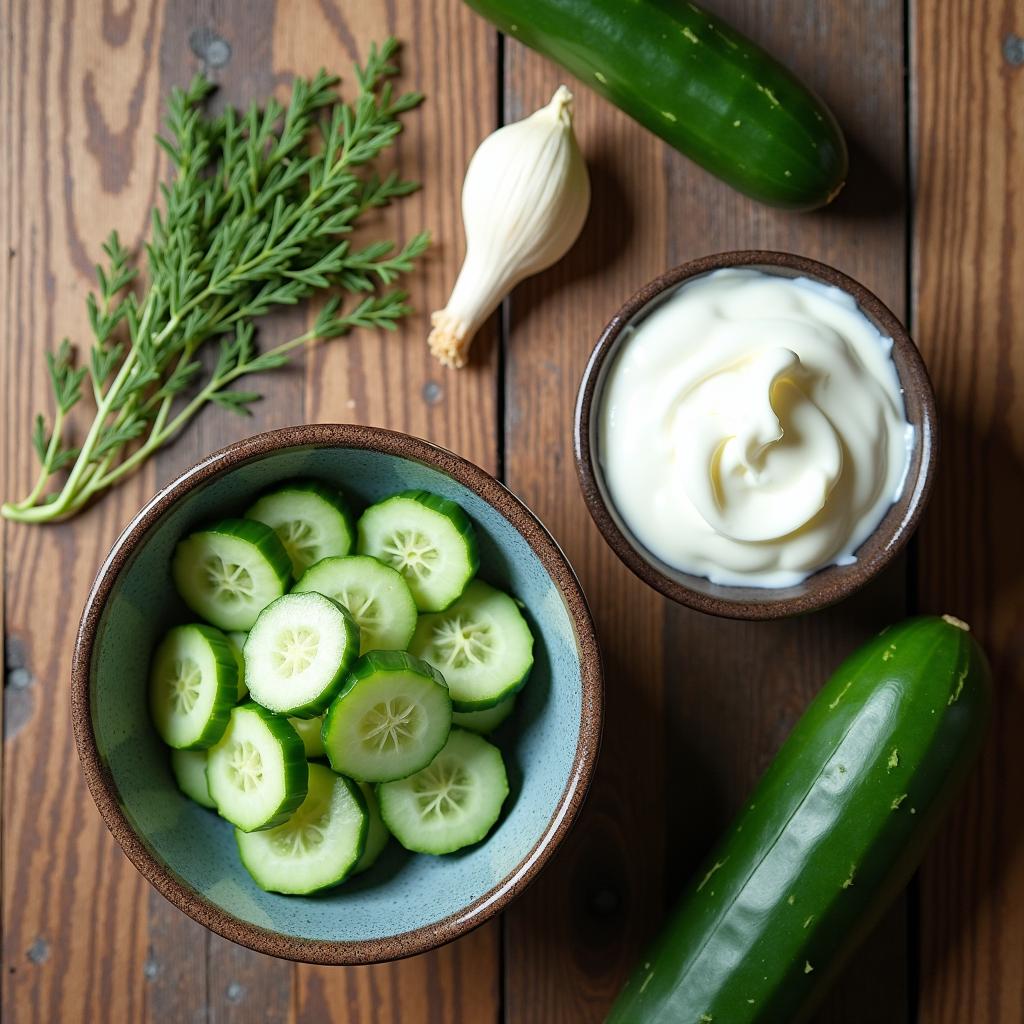 Zutaten für das Gurkensalat Rezept