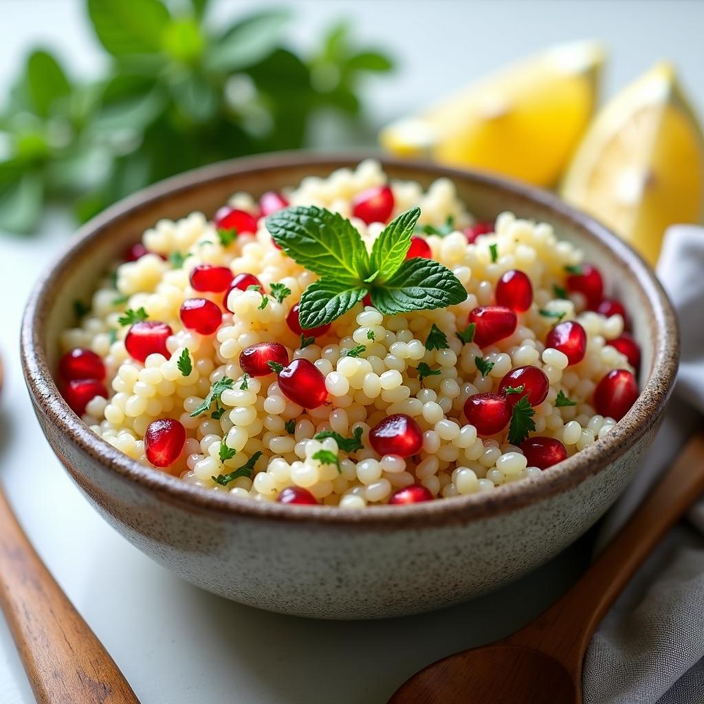 Frischer Couscous-Salat mit Minze und Granatapfel