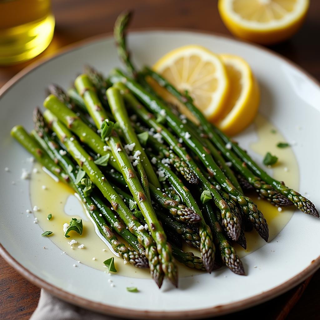 Geroesteter Spargel mit Zitrone