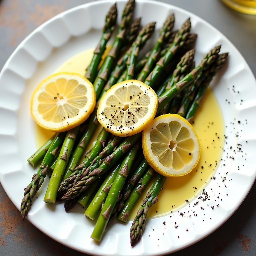 Grüner Spargel mit Zitronenbutter