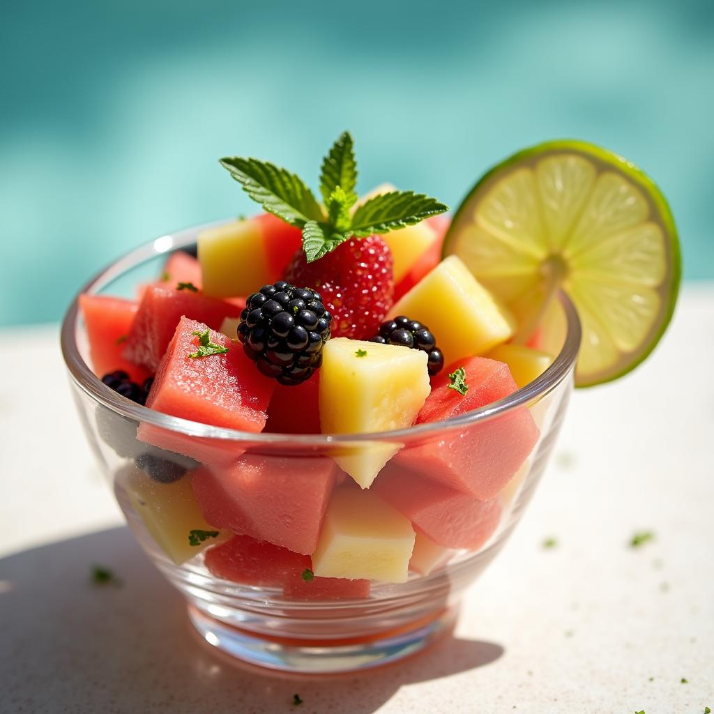 Obstsalat mit Minze und Limettensaft