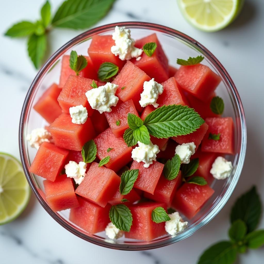 Wassermelonen-Feta-Salat mit Minze