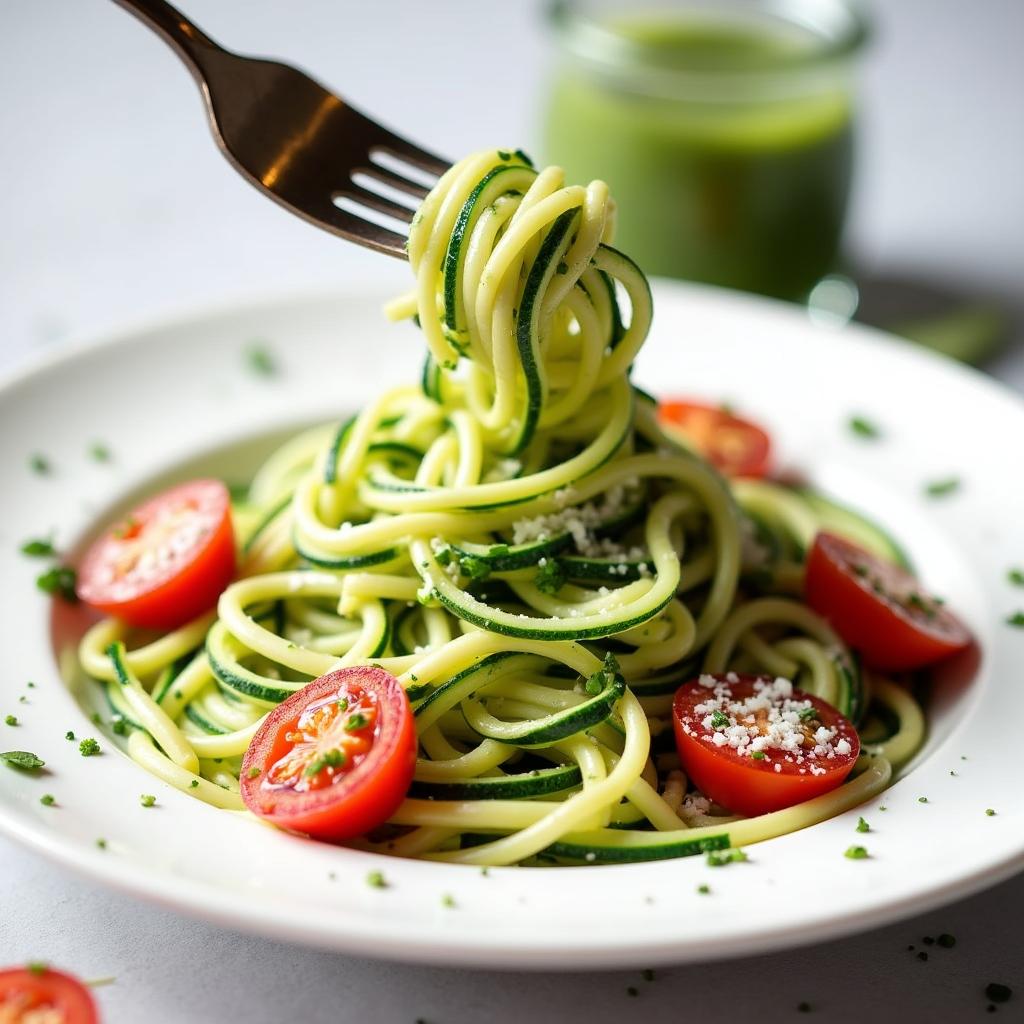 Zucchini-Nudeln mit Pesto