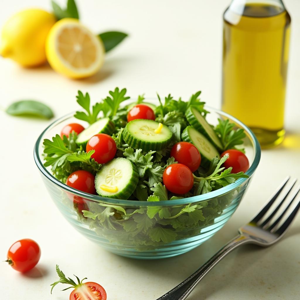 Gruener Salat mit Zitronendressing